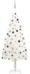 vidaXL Árvore Natal artificial pré-iluminada c/ bolas branco
