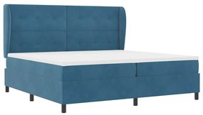 Cama com Estrado e Colchão Azul Escuro 200x200 cm em Veludo