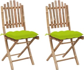 vidaXL Cadeiras de jardim dobráveis c/ almofadões 2 pcs bambu