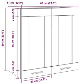Armário de parede para cozinha com porta de vidro “Lyon”