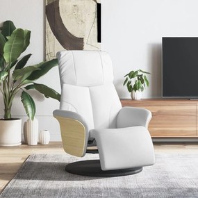 Cadeira reclinável com apoio de pés couro artificial branco