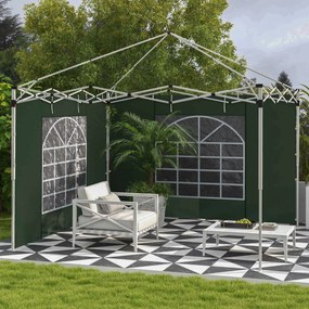 Paredes Laterais para Tenda de 2 Painéis 3x2 m com Janela Enrolável e Porta com Fecho de Correr para Tenda 3x3/6m Verde