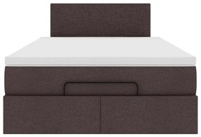 Cama otomana com colchão 120x200 cm tecido castanho escuro