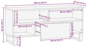 Móvel TV 100x34x46 cm madeira de mangueira áspera maciça