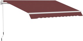 Outsunny Toldo Manual Retrátil 3,5x2,5 m com Ângulo Ajustável Manivela, Estrutura de Alumínio e Proteção UPF30+ Vinho Tinto | Aosom Portugal