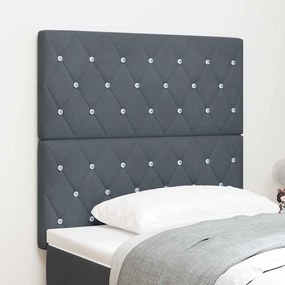 Cabeceira LED cinza escuro de 100 cm em veludo
