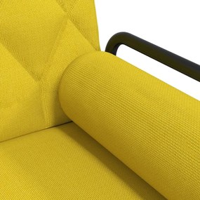 Sofá-cama com apoio de braços tecido amarelo-claro