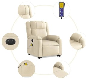 Poltrona elétrica elevatória massagens tecido creme