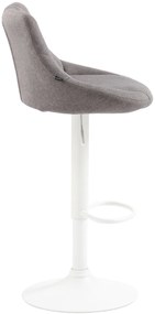 Banco de bar Lazio em tecido e com estrutura branca 46 x 83-104 x 49 cm Cinzento