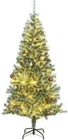 vidaXL Árvore Natal artificial c/ 300 luzes LED, bolas e neve 240 cm