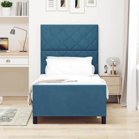 Estrutura de Cama vidaXL Azul Escuro 90x190 cm Veludo