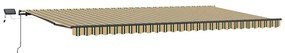Toldo Retrátil Manual com LED Verde e Amarelo 600x300 cm