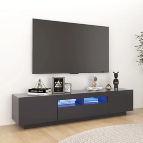 Móvel de TV com luzes LED 180x35x40 cm cinzento