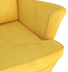 Poltrona em veludo amarelo mostarda