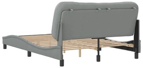 Estrutura de cama sem colchão 140x190 cm tecido cinzento-claro