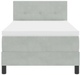 Cama Box Spring vidaXL com Colchão Cinza Claro 90x200 cm Veludo