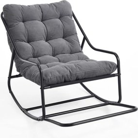 Poltrona Papasan, 360° giratória, almofada espessa, estrutura em aço, 92x92x67 cm, Cinzento | AOSOM Portugal