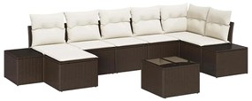 Conjunto de Sofás de Jardim de 7 Peças com Almofadas em Rattan Poly