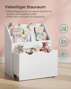 Estante para brinquedos com 3 níveis de prateleiras sobre Rodas 29,5 x 62,5 x 70 cm branco nublado