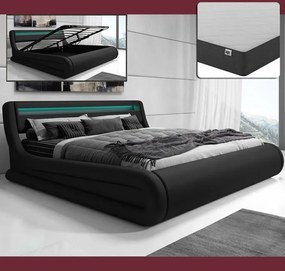 Cama Hidráulica com Arrumação "Riana" - 180x200 cm - Preto - Polipele