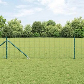 vidaXL Cerca Europeia com 7 Postes de Estaca 0,4x10 m Aço Galvanizado Verde