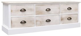 vidaXL Móvel TV 108x30x40 cm madeira paulownia branco/castanho-claro