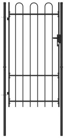 vidaXL Portão de vedação individual c/ topo arqueado aço 1x1,75m preto