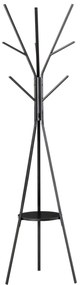 HOMCOM Cabide de Pé Metálico para Pendurar Roupa Bolsas com 9 Ganchos e Prateleira Cabide de Pé Moderno 45x45x180 cm Preto