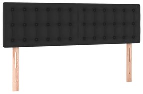 Cama box spring c/ colchão/LED 140x200cm couro artificial preto