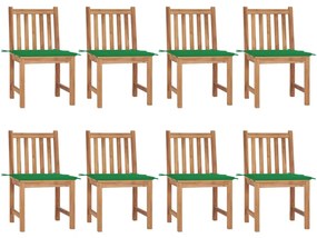 vidaXL Cadeiras de jardim 8 pcs c/ almofadões madeira de teca maciça