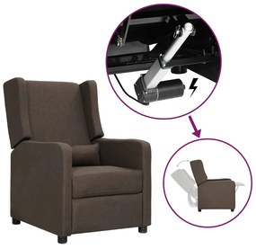 vidaXL Poltrona elevatória tecido castanho