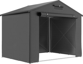 Outsunny Tenda-garagem 2,5x1,8 m Impermeável Tenda de garagem com porta enrolável com fecho janela de ventilação Cinza escuro | Aosom Portugal