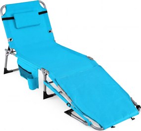 Espreguiçadeira de praia dobrável 166 x 60 x 35 cm com abertura para o rosto e almofada removível; encosto com 4 posições, com alça e correia; para pi