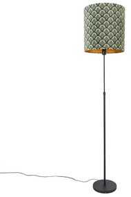 Candeeiro de pé preto com abajur design de pavão 40 cm ajustável - Parte Clássico / Antigo
