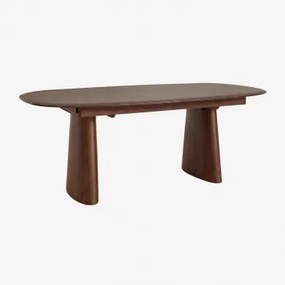 Mesa De Jantar Oval Extensível Em Mdf E Folha De Freixo Nuveta Madeira Escura & 220-280x110 Cm - Sklum