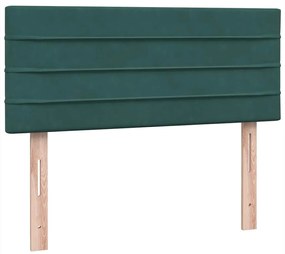 Cama boxspring com colchão 120x210 cm veludo verde-escuro