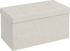 HOMCOM Banco com Armazenamento 84 L Banco de Arrumação Dobrável 76x38x38 cm Estofado em Linho Sintético Creme | Aosom Portugal