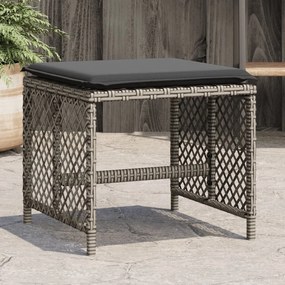 Bancos jardim com almofadões 4 pcs 41x41x36 cm vime PE cinzento
