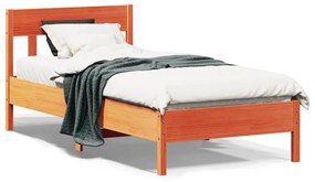 Estrutura cama c/ cabeceira 90x190 cm pinho maciço castanho-mel