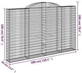 Cestos gabião arqueados 12 pcs 300x30x180/200 ferro galvanizado