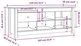 Sapateira 110x38x45,5 cm pinho maciço cinzento