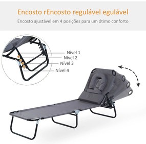Espreguiçadeira Dobrável com Encosto Ajustável em 4 Posições Espreguiç