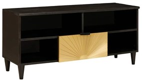 vidaXL Gabinete para TV com gaveta Preto e Ouro 100 x 33 x 46 cm