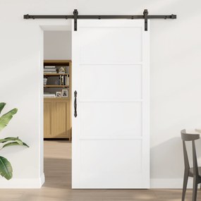 Porta Deslizante com Conjunto de Ferragens Branca 93x202 cm Madeira de