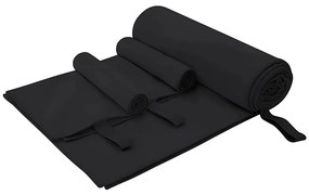 vidaXL Conjunto de Toalhas Esportivas 3 pcs Preto