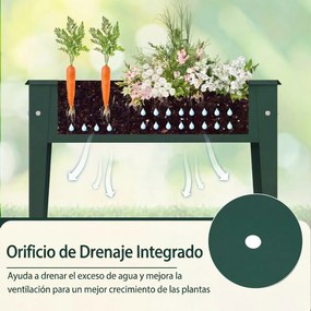 Floreira Elevada, 60 x 27 x 45 cm, Estrutura Metálica, Verde