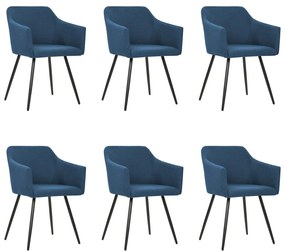 vidaXL Cadeiras de jantar 6 pcs tecido azul