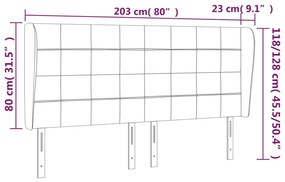 Cabeceira cama abas tecido 203x23x118/128 cm cinza-acastanhado