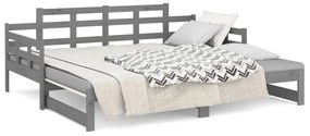 Sofá-cama de puxar pinho maciço cinza 2x(90x200) cm