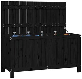 Caixa de arrumação jardim 121x55x64 cm pinho maciço preto